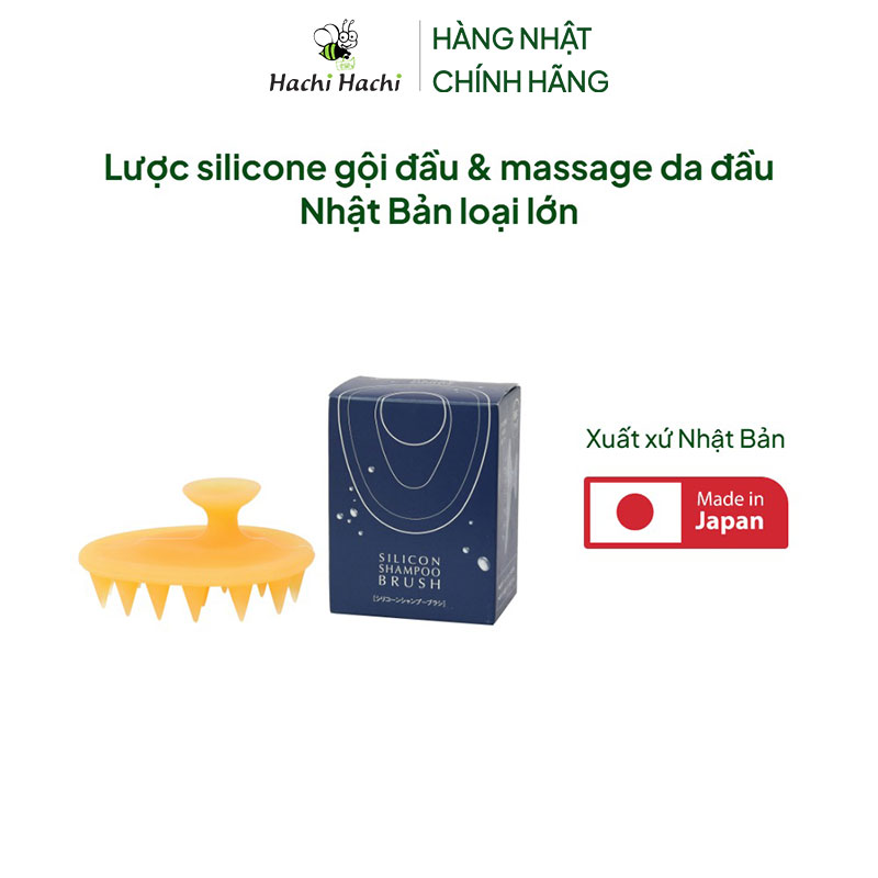 Lược silicone gội đầu & massage da đầu Nhật Bản loại lớn thương hiệu 