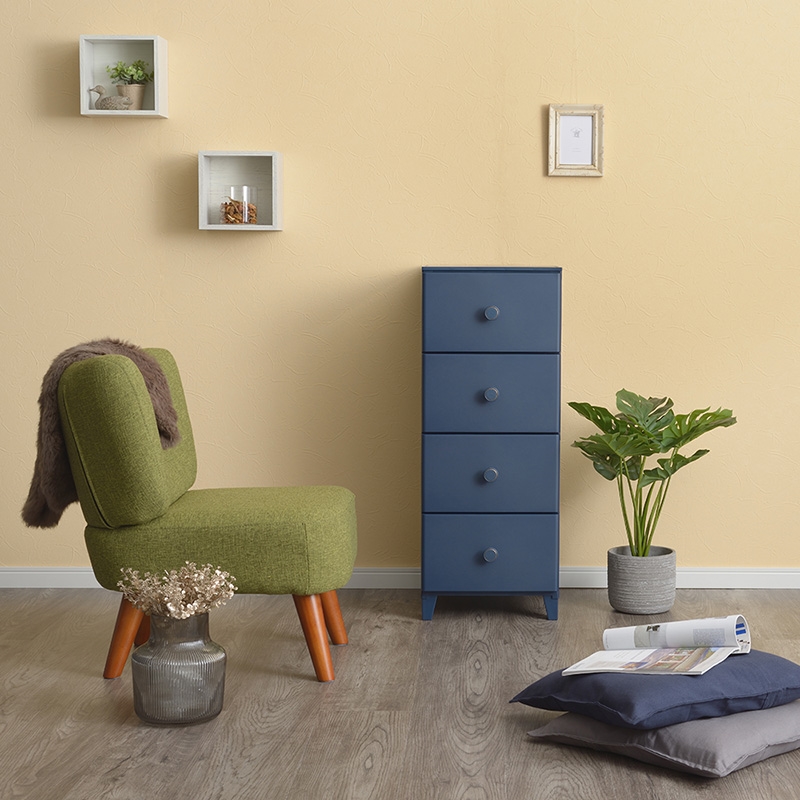 Tủ nhựa ngăn kéo 4 tầng Sanka Nhật Bản 34x44.5x87.5cm (Xanh Navy) thương hiệu SANKA