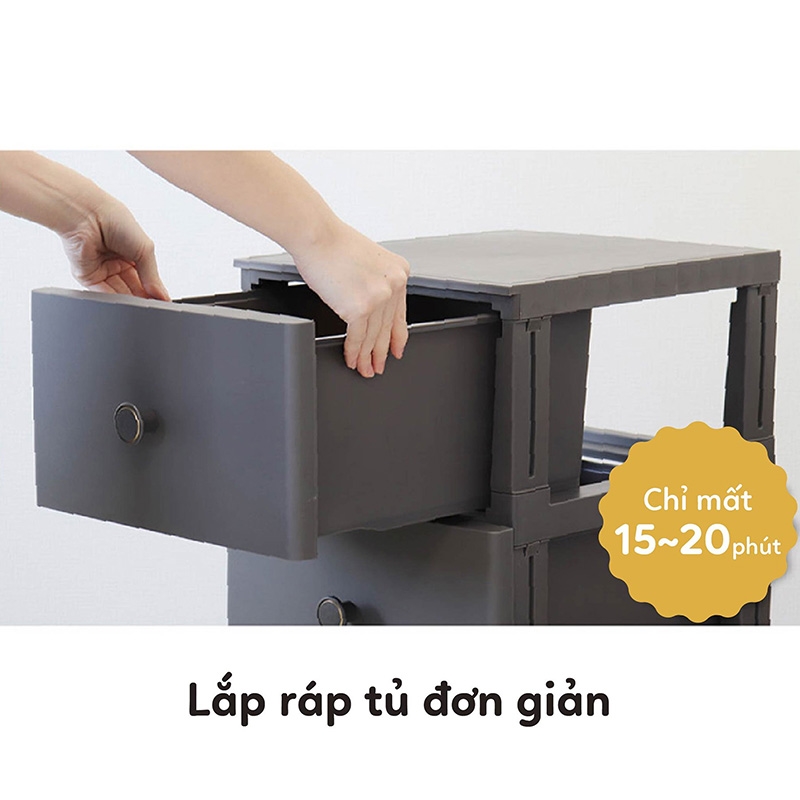 Tủ nhựa ngăn kéo 4 tầng Sanka Nhật Bản 34x44.5x87.5cm (Xanh Navy) thương hiệu SANKA