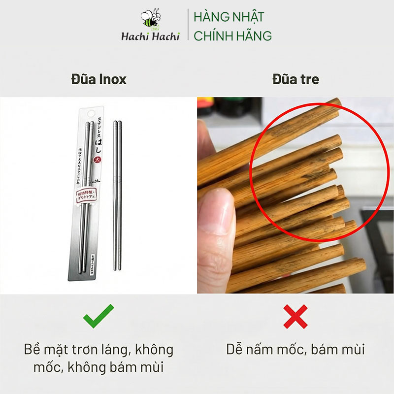 Đũa inox đầu nhọn chống trượt Echo Metal 23cm thương hiệu ECHO METAL