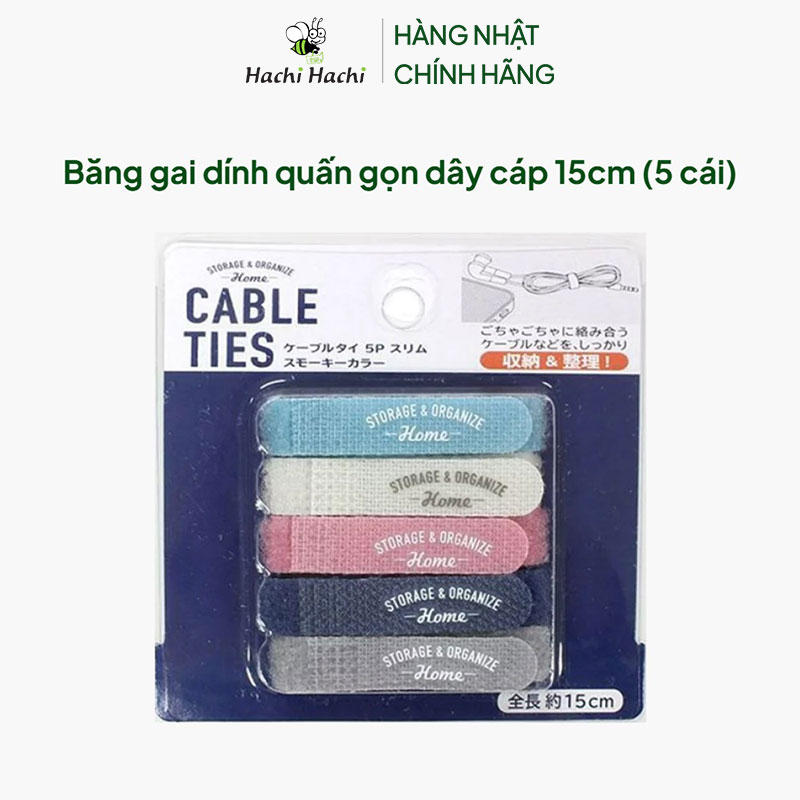 Băng gai dính quấn gọn dây cáp 15cm (5 cái)  thương hiệu ECHO METAL
