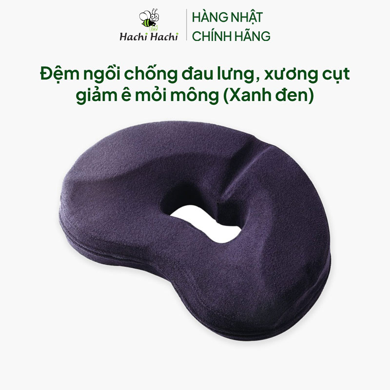 Đệm ngồi chống đau lưng, xương cụt Nhật Bản giảm ê mỏi mông (Xanh đen) thương hiệu 