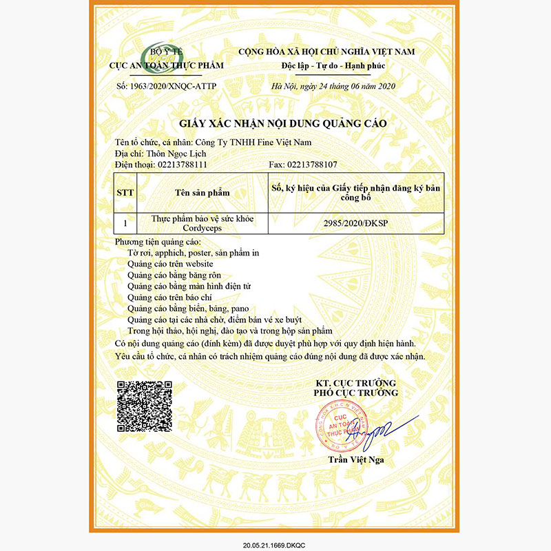 TPBVSK: Viên uống Cordyceps Nhật Bản 120 viên, đông trùng hạ thảo bổ thận, tăng đề kháng, sức khỏe thương hiệu FINE JAPAN