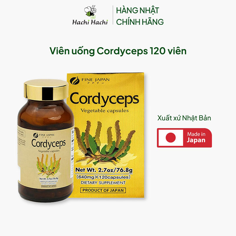 TPBVSK: Viên uống Cordyceps Nhật Bản 120 viên, đông trùng hạ thảo bổ thận, tăng đề kháng, sức khỏe thương hiệu FINE JAPAN