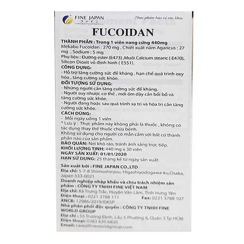 TPBVSK: Viên uống Fucoidan Fine Japan 30 viên (Hỗ trợ trị ung thư, tăng đề kháng) thương hiệu FINE JAPAN