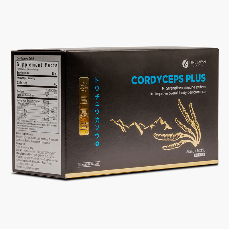 TPBVSK: Nước uống đông trùng hạ thảo Nhật Bản Cordyceps Plus 50mlx10 chai, bổ phổi, thận, tăng đề kháng thương hiệu FINE JAPAN