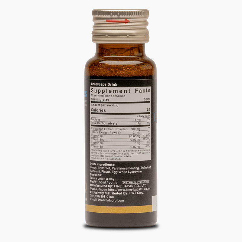 TPBVSK: Nước uống đông trùng hạ thảo Nhật Bản Cordyceps Plus 50mlx10 chai, bổ phổi, thận, tăng đề kháng thương hiệu FINE JAPAN