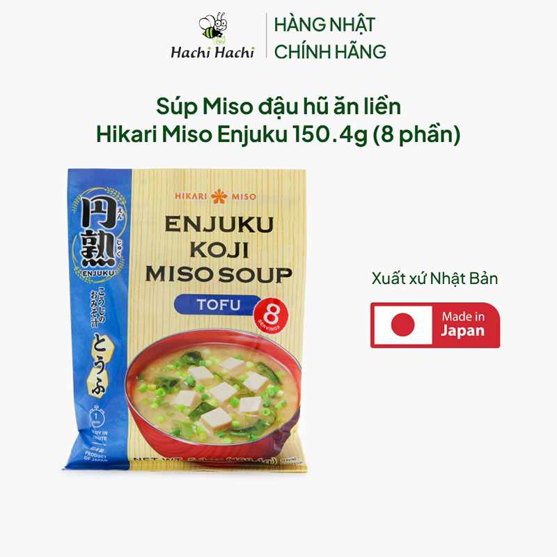 Súp Miso đậu hũ ăn liền Hikari Miso Enjuku 150.4g (8 phần) thương hiệu HIKARI MISO