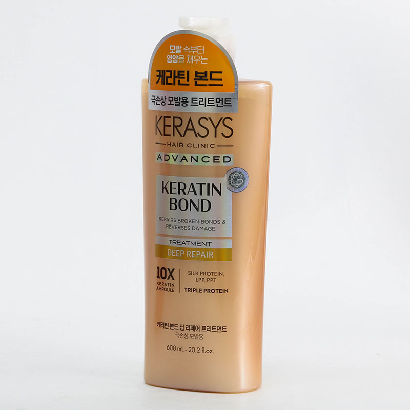 Dầu xả Hàn Quốc phục hồi hư tổn Kerasys advanced keratin bond deep 600ml thương hiệu AEKYUNG