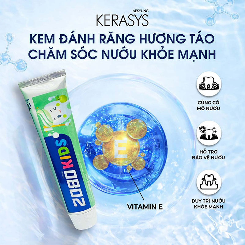Kem đánh răng trẻ em Hàn Quốc Aekyung 2080 Kids Apple Toothpaste 80g (Hương táo) thương hiệu AEKYUNG
