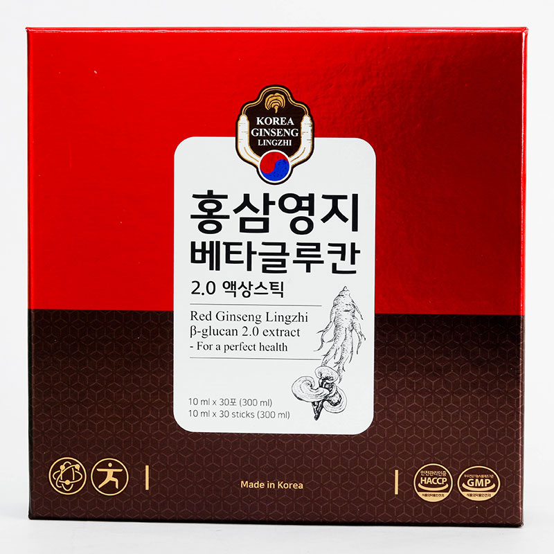 TPBS: Nước uống chiết xuất nhân sâm linh chi Hàn Quốc beta-glucan 2.0 10ml x 30 gói thương hiệu 