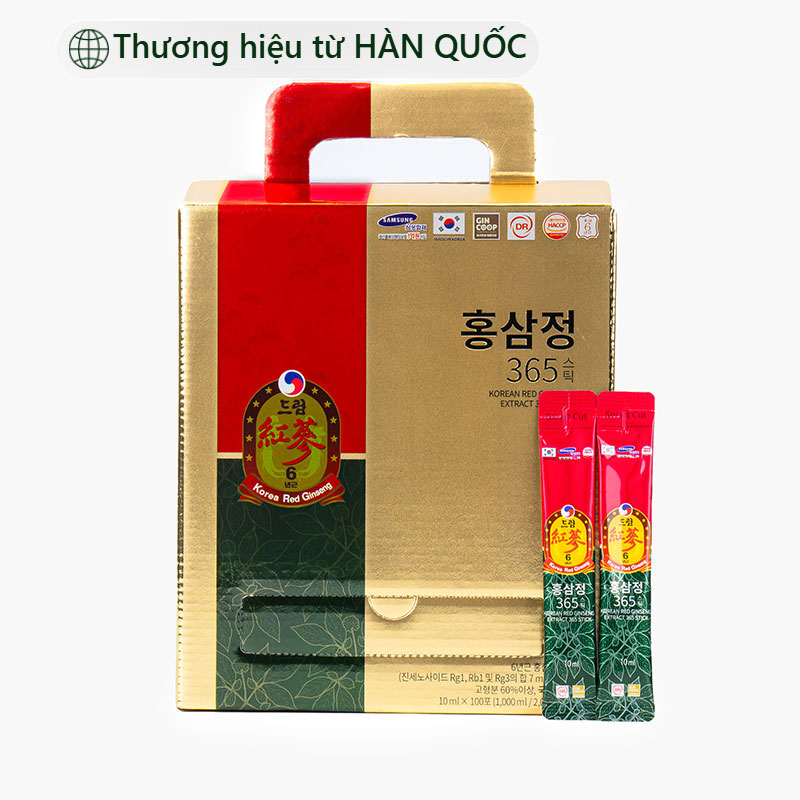 Tinh chất hồng sâm Hàn Quốc 365 stick - Korean red ginseng extract 365 stick 10ml x 100 gói