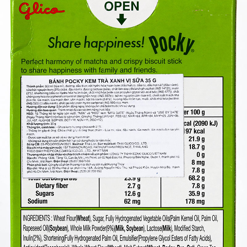 Bánh Pocky kem trà xanh vị sữa 35g thương hiệu GLICO