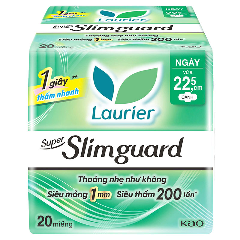 Băng vệ sinh Laurier siêu mỏng 1mm có cánh 22.5cm 20 miếng thương hiệu LAURIER