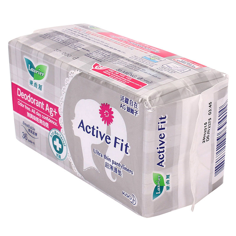 Băng vệ sinh hàng ngày Laurier Active Fit phân tử bạc 36 miếng (khử mùi, kháng khuẩn) thương hiệu LAURIER