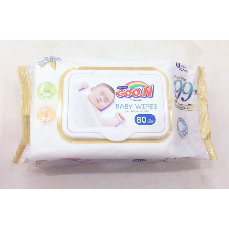 Khăn ướt trẻ em GOO.N Premium 80 tờ (99% nước tinh khiết) thương hiệu ELLEAIR