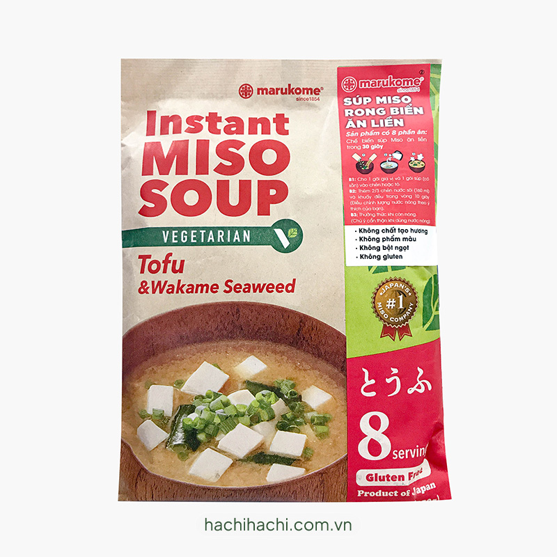 Súp miso ăn liền đậu hũ và rong biển wakame chay Marukome 152g (19g x 8 gói)