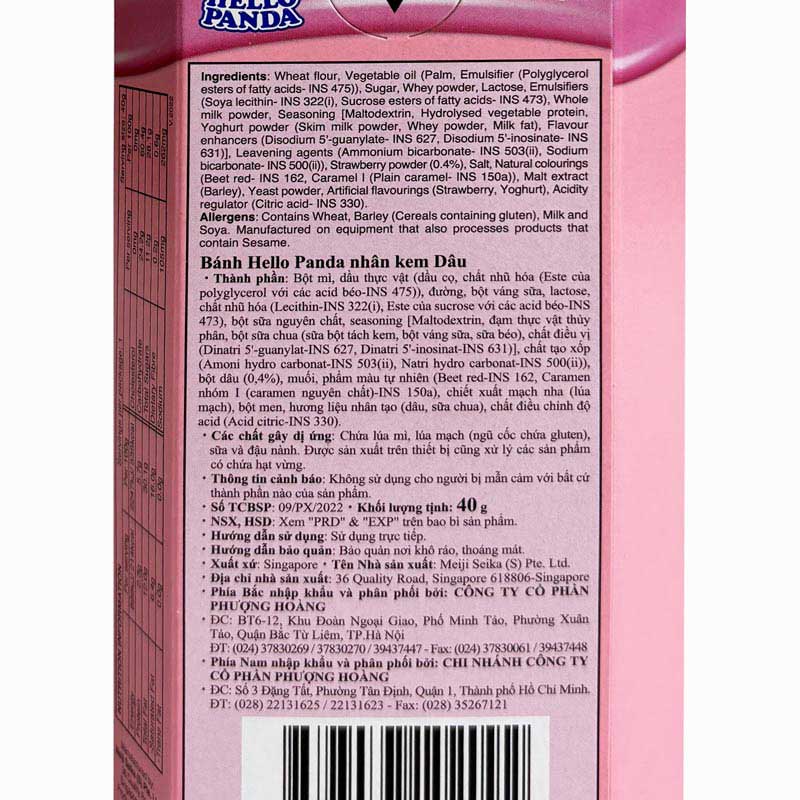 Bánh Hello Panda nhân kem dâu 40g thương hiệu MEIJI
