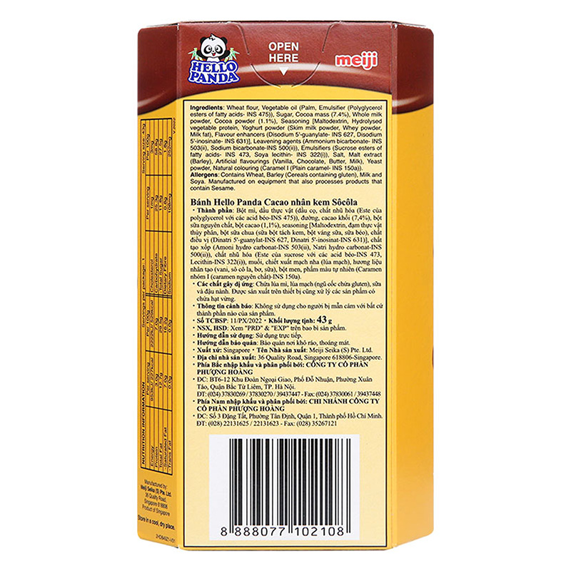 Bánh Hello Panda Double Choco Meiji 43g thương hiệu MEIJI