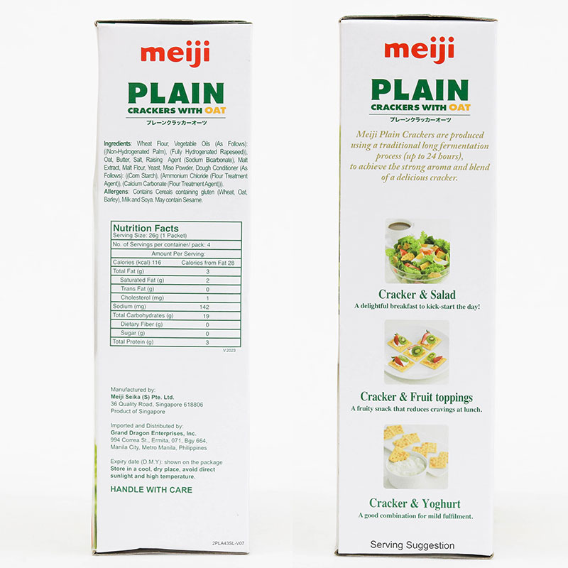 Bánh Plain Crackers Yến Mạch Meiji 104g (26g x 4 gói) thương hiệu MEIJI