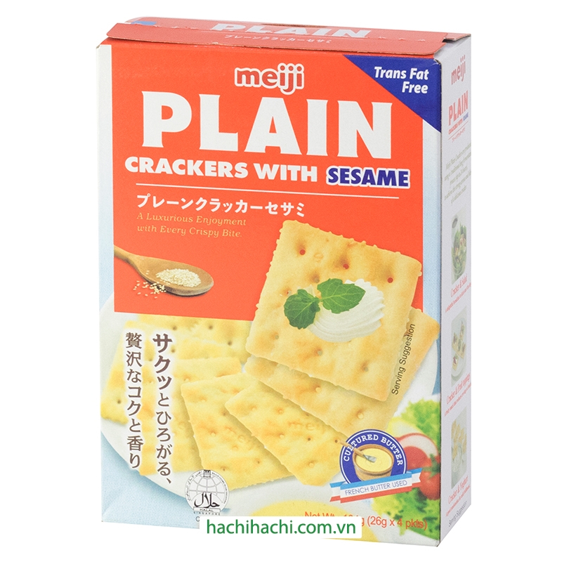 Bánh Plain Cracker Sesame Meiji vị mè 104g (26gx4gói) thương hiệu MEIJI