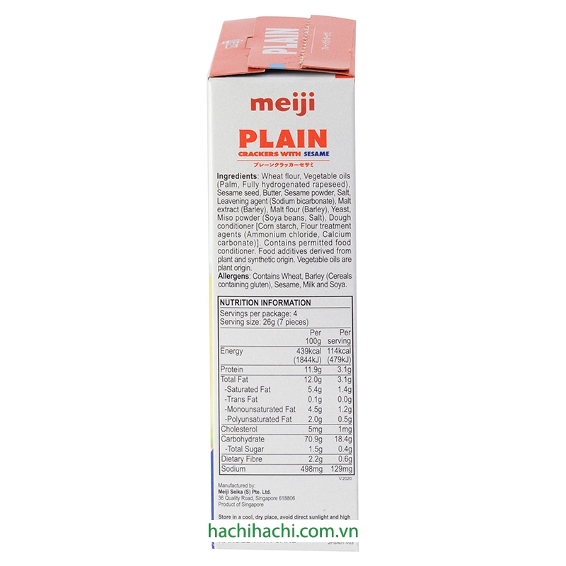 Bánh Plain Cracker Sesame Meiji vị mè 104g (26gx4gói) thương hiệu MEIJI