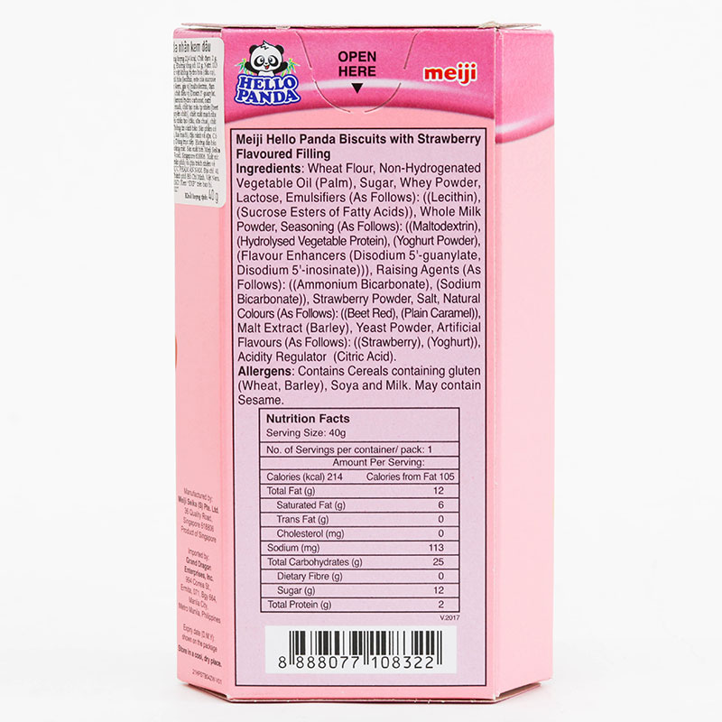 Bánh Hello Panda nhân kem dâu Meiji 40g thương hiệu MEIJI