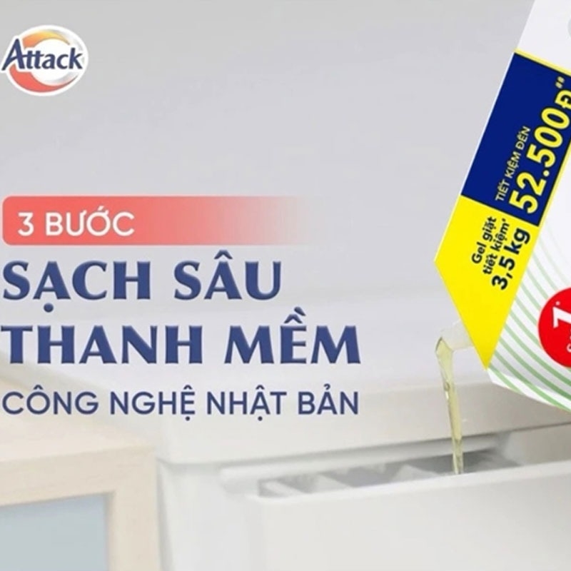 Gel giặt Attack sạch sâu thanh mềm Hương thiên nhiên trong lành túi 3.5kg thương hiệu KAO