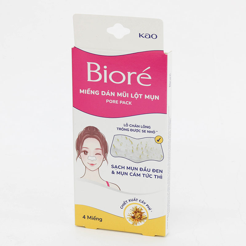 531 Miếng dán mũi lột mụn Biore Pore Pack 4 miếng thương hiệu BIORE