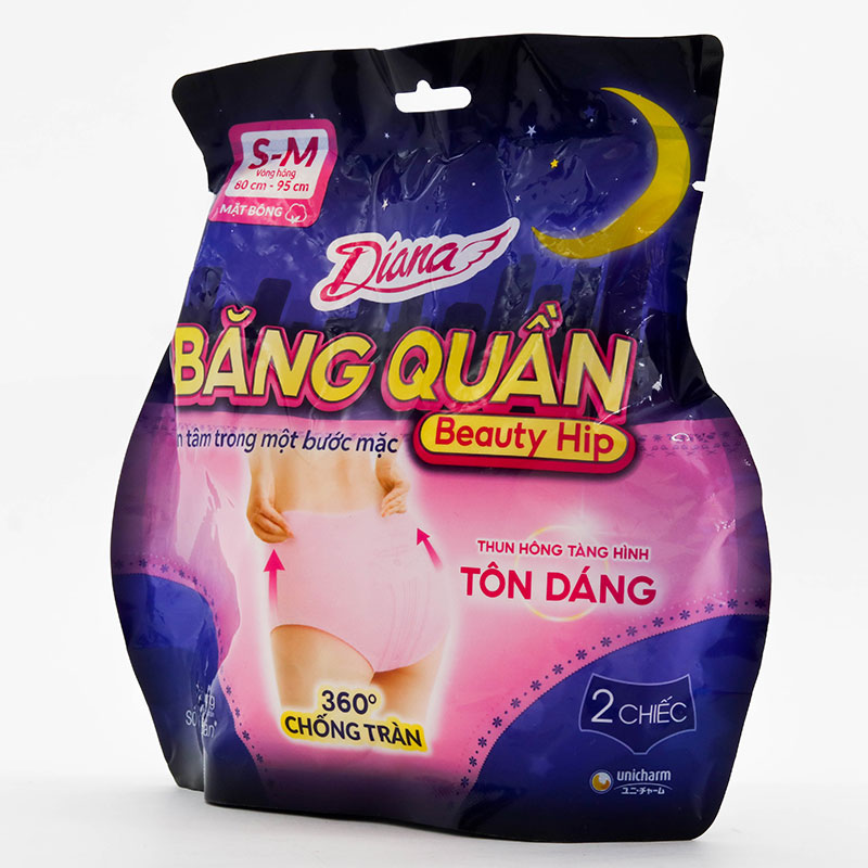 Băng vệ sinh dạng quần chống tràn ban đêm Diana S-M 2 cái (Vòng hông: 80-95cm) thương hiệu UNICHARM