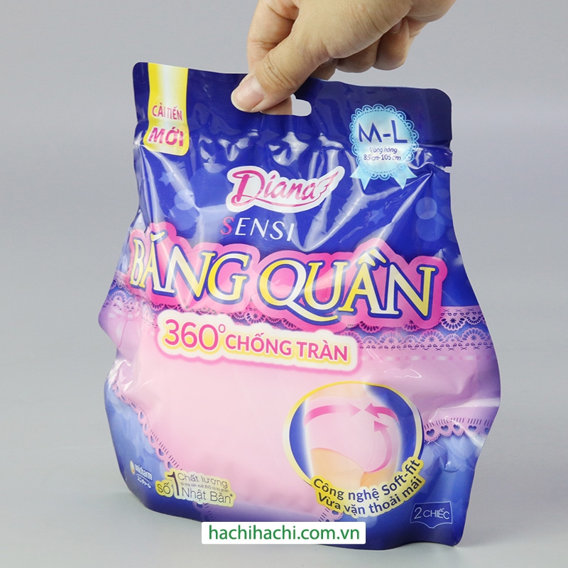 Băng vệ sinh Diana ban đêm dạng quần 2 miếng Size M-L (hông: 90~105cm) thương hiệu UNICHARM