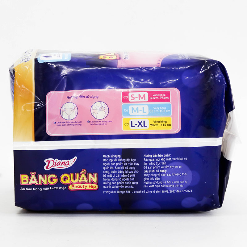 Băng vệ sinh dạng quần chống tràn ban đêm Diana Sensi M-L 5 cái (Vòng hông: 85-105cm) thương hiệu UNICHARM