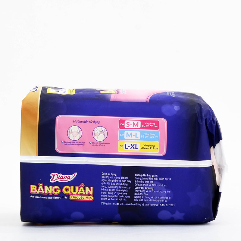 Băng vệ sinh dạng quần chống tràn ban đêm Diana L-XL 5 cái (Vòng hông: 90 - 115cm) thương hiệu UNICHARM