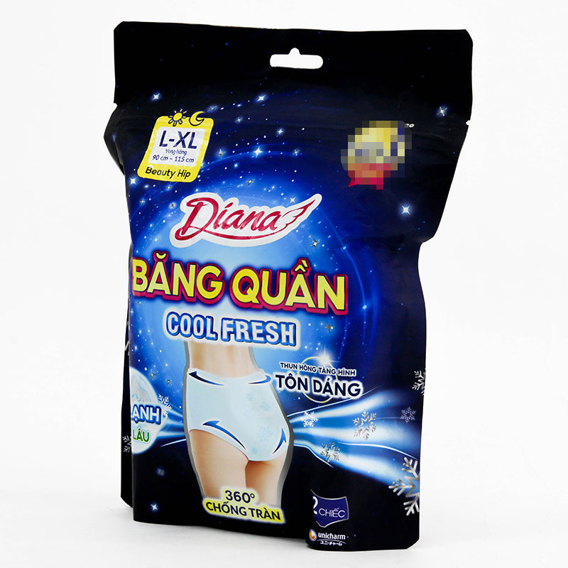 Băng vệ sinh dạng quần chống tràn ban đêm mát lạnh Diana Beauty Hip Cool Fresh L-XL 2 cái (Vòng hông: 90 - 115 cm) thương hiệu UNICHARM