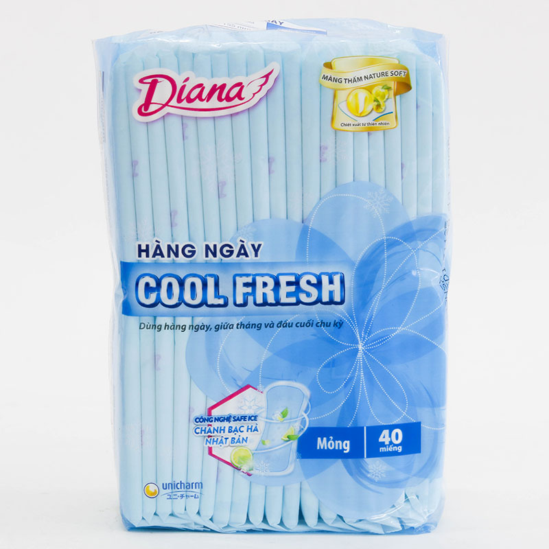 Băng vệ sinh hàng ngày mát lạnh Diana Sensi Cool Fresh 15.5cm 40 miếng thương hiệu UNICHARM