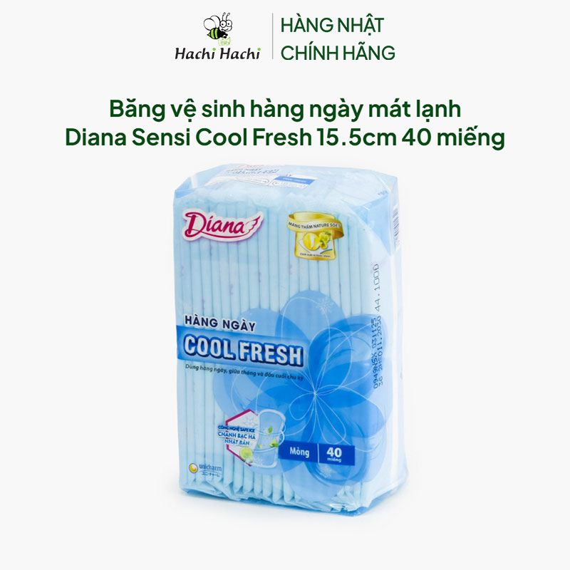 Băng vệ sinh hàng ngày mát lạnh Diana Sensi Cool Fresh 15.5cm 40 miếng thương hiệu UNICHARM