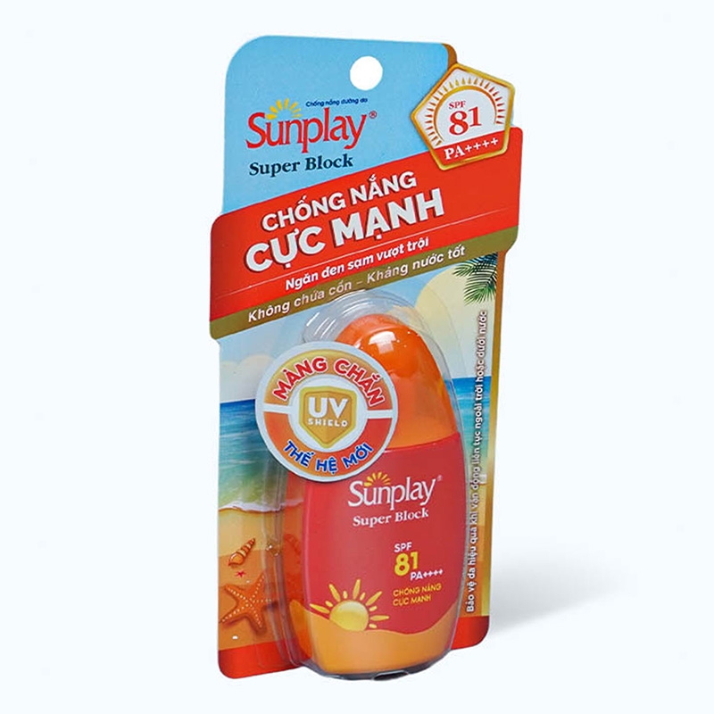 Sữa chống nắng cực mạnh Sunplay Super Block SPF 81 PA++++ 30g Không cồn, kháng nước tốt thương hiệu ROHTO