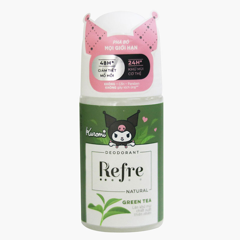 Lăn khử mùi trà xanh Natural Green Tea Refre Kuromi 40ml, Giảm tiết mồ hôi 48 tiếng thương hiệu ROHTO