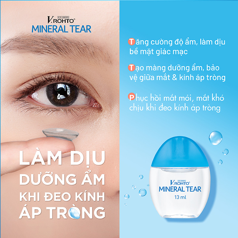 Dung dịch nhỏ mắt V.Rohto Mineral Tear 13ml Giữ ẩm & bổ sung khoáng chất thương hiệu ROHTO