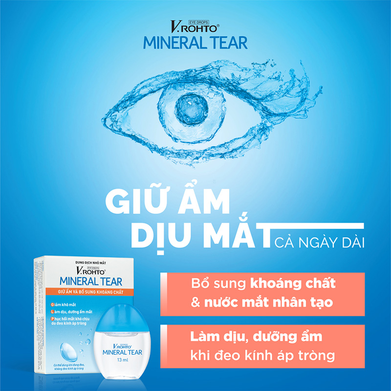 Dung dịch nhỏ mắt V.Rohto Mineral Tear 13ml Giữ ẩm & bổ sung khoáng chất thương hiệu ROHTO