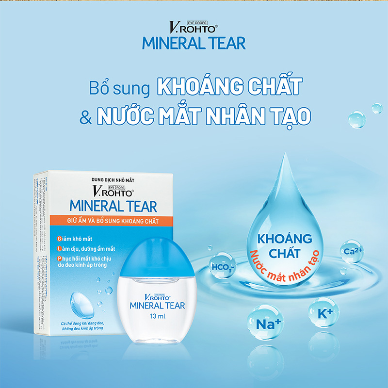 Dung dịch nhỏ mắt V.Rohto Mineral Tear 13ml Giữ ẩm & bổ sung khoáng chất thương hiệu ROHTO