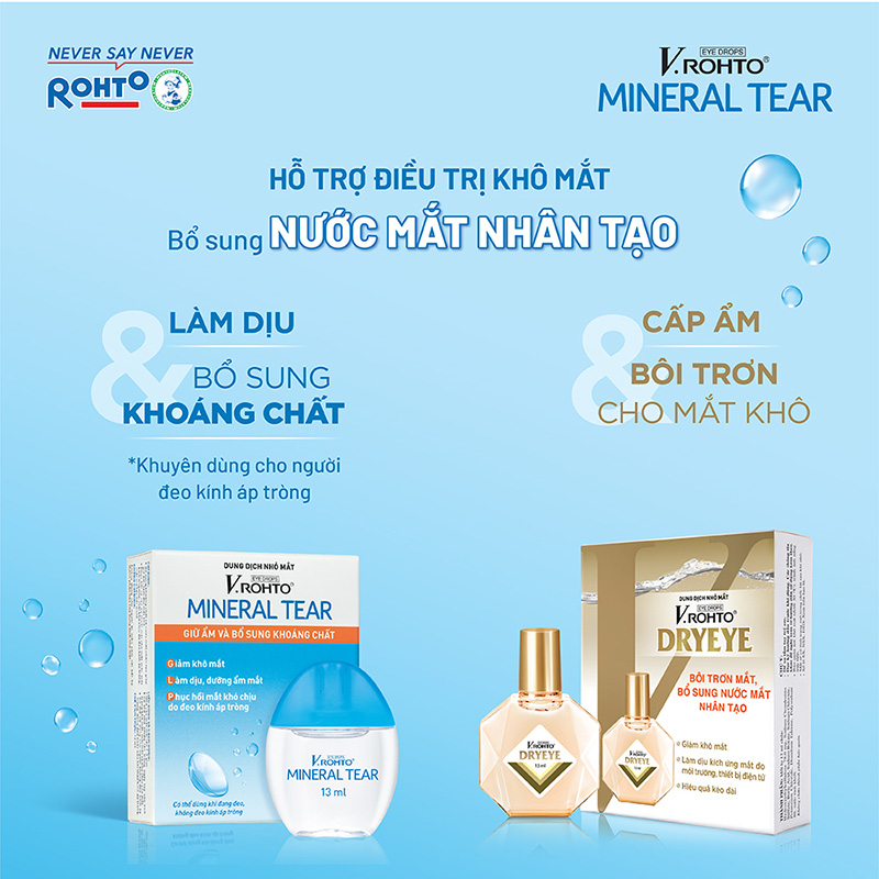 Dung dịch nhỏ mắt V.Rohto Mineral Tear 13ml Giữ ẩm & bổ sung khoáng chất thương hiệu ROHTO