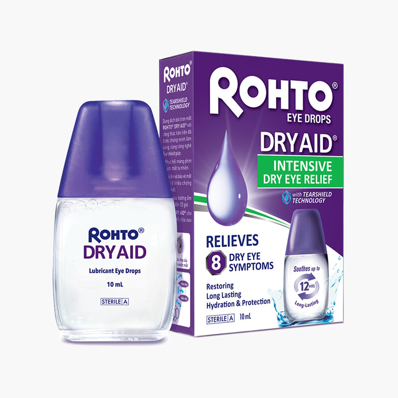 Dung dịch nhỏ mắt Rohto Dry Aid 10ml, Giảm 8 triệu chứng khô mắt