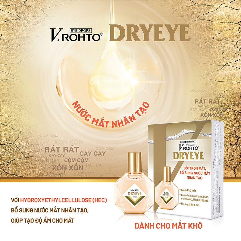 Dung dịch nhỏ mắt V.Rohto DryEye 13ml Bôi trơn mắt, bổ sung nước mắt nhân tạo thương hiệu ROHTO