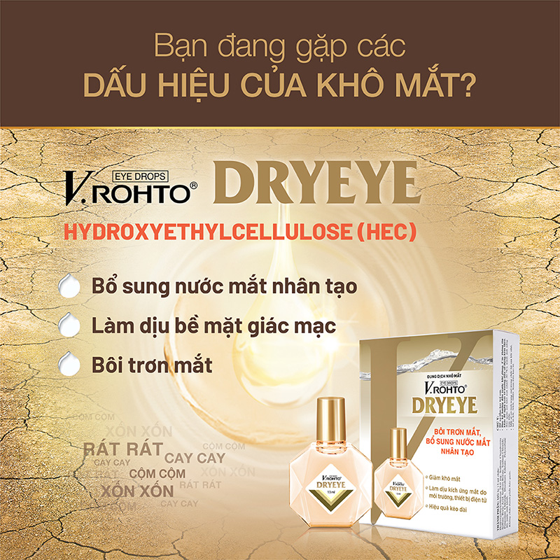 Dung dịch nhỏ mắt V.Rohto DryEye 13ml Bôi trơn mắt, bổ sung nước mắt nhân tạo thương hiệu ROHTO