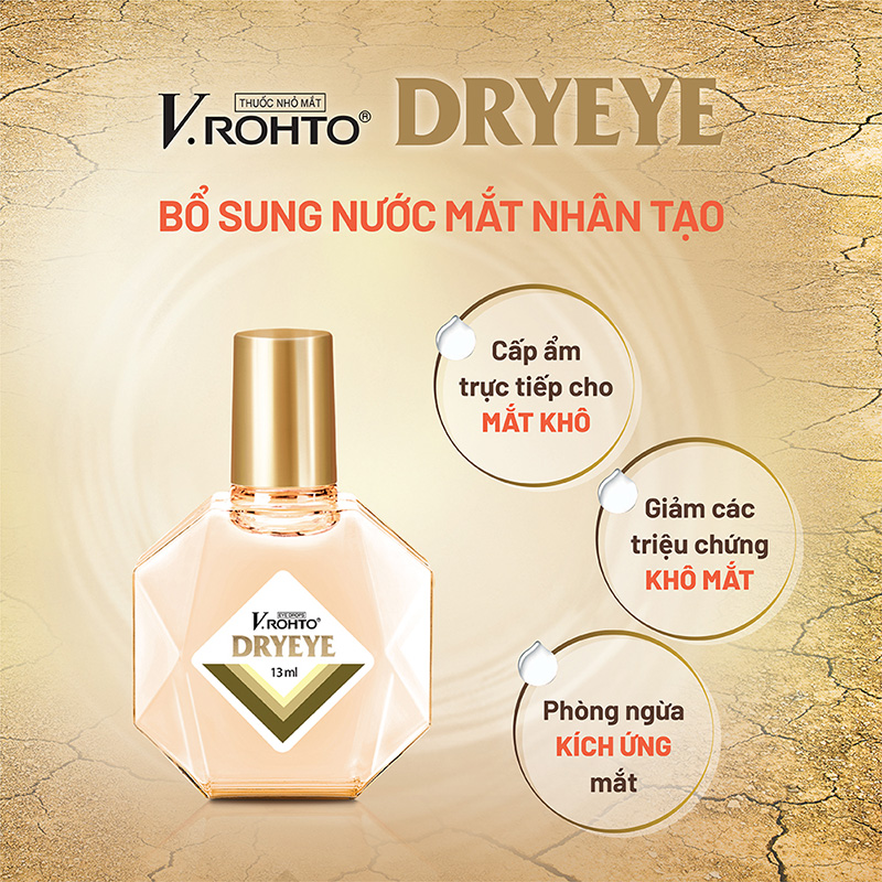 Dung dịch nhỏ mắt V.Rohto DryEye 13ml Bôi trơn mắt, bổ sung nước mắt nhân tạo thương hiệu ROHTO