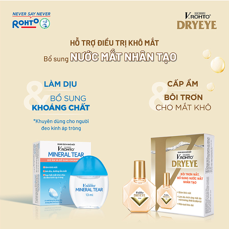 Dung dịch nhỏ mắt V.Rohto DryEye 13ml Bôi trơn mắt, bổ sung nước mắt nhân tạo thương hiệu ROHTO