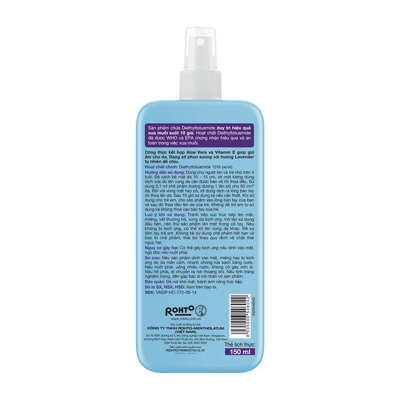 Xịt xua muỗi Mentholatum Remos Hương Lavender 150ml Hiệu quả suốt 10 giờ thương hiệu ROHTO
