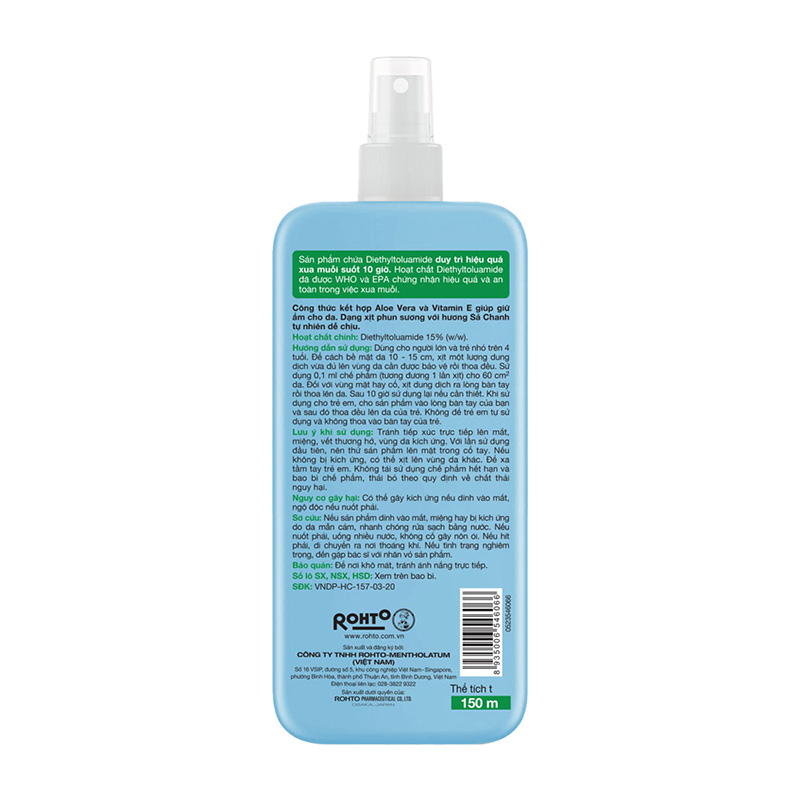 Xịt xua muỗi  Mentholatum Remos hương sả chanh 150ml Hiệu quả suốt 10 giờ thương hiệu ROHTO