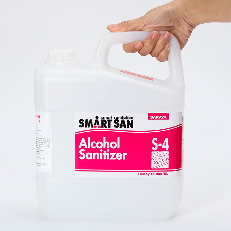 Cồn thực phẩm Smartsan 5L (Food Grade Alcohol Sanitizer S-4) thương hiệu SARAYA